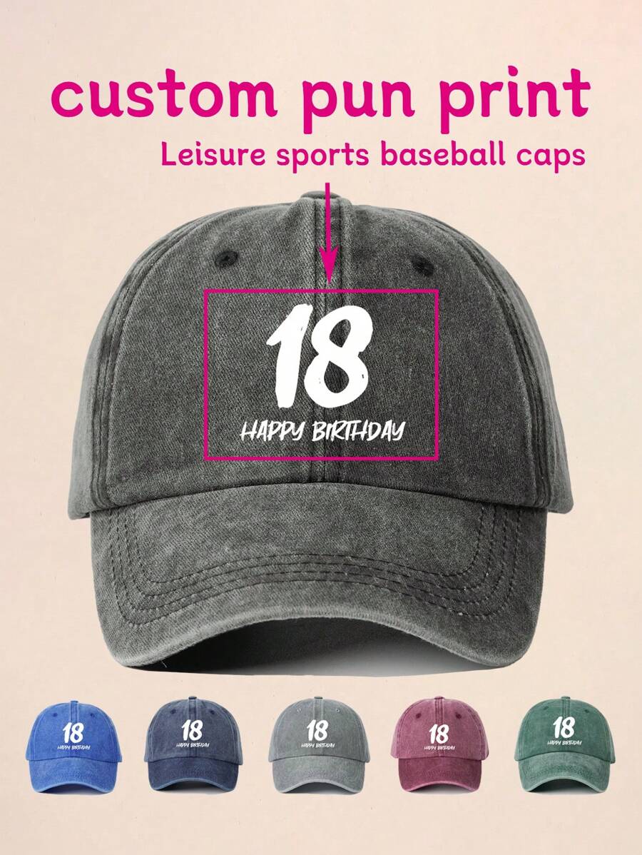1 件定制印花年龄祝福水洗棒球帽，可调节防晒休闲帽适合春季、秋季、旅行、海滩成人返校冬季礼物创意男孩女孩情人节