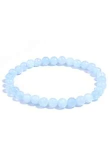 1 Peça Pulseira de Contas de Água-Marinha Natural para Mulheres, Pulseira Elástica Trendy de Laço Único, Adequada para Uso Diário de Senhoras no Verão