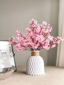 樱花人造花满天星、满天星假花 DIY 婚礼装饰家居花束人造花枝、假植物、秋季装饰、房间、书桌、花园装饰、房间装饰用品 - 粉紅色梅花 - 查看 5
