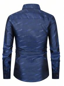 Chemise décontractée à manches longues à boutons devant imprimée en intégralité pour hommes