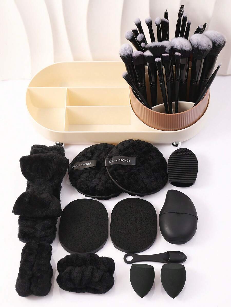 43PCS Makeup Tools Set Including:30PCS Makeup Brush Set Includes Powder Brush,Highlight Brush,Nose Shadow Brush,Detail Brush,Outline Brush,Eyelash Brush,Foundation Make-Up Brush,Facial Brush,Concealer Brush,Eye Shadow Brush Set, Eyelash Curling - 彩色 - 查看 1