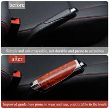 1pc Car Handbrake Cover, Carbon Fiber Pattern, Handbrake Decoration Sleeve, Handbrake Protector, Peach Wood Color