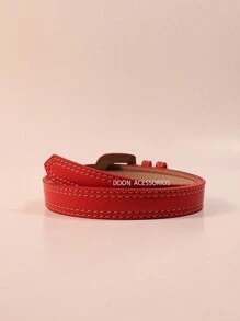 Women's Thin Belts 2 CM Colorful Fashion Casual With Two Loops - Đỏ - Xem 6