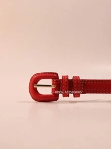 Women's Thin Belts 2 CM Colorful Fashion Casual With Two Loops - Đỏ - Xem 3