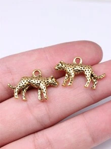 6 piezas Accesorios de collar con colgante de leopardo de moda - color dorado antiguo - Ver 1