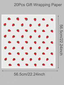 20 张装卡通草莓印花防水花卉包装纸、半透明花束纸，适用于婚礼和礼品 - 彩色 - 查看 3