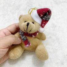 Decorative Christmas Ornament Hanging Bear With Hat Scarf Tree 11/15CM - màu nâu - Xem 3