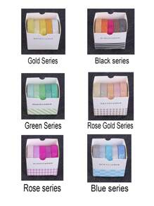 5卷/盒玫瑰紅手帳膠帶、閃閃發光金洋蔥文具和學生配件手帳材料 Diy 裝飾和遮蔽膠帶 - 玫紅色 - 查看 4