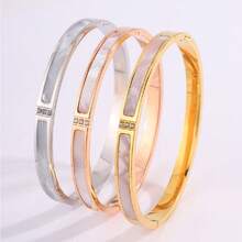 1 chiếc Vòng tay thời trang bằng thép không gỉ 3 viên kim cương trắng xà cừ tối giản đa năng phong cách Châu Âu và Châu Mỹ - vòng đeo tay - Xem 3