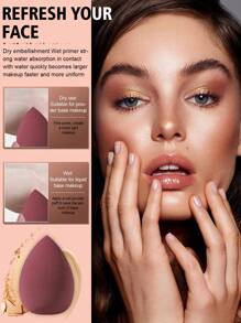 6pcs Makeup Sponges, Suitable For Cream And Powder Concealers, Loose Powder And Other Cosmetics Application - Burgundy - View 3