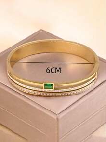 1 chiếc vòng tay thép không gỉ mạ vàng 18K cổ điển, được trang trí bằng đá giả, thích hợp cho phụ nữ đeo hàng ngày và làm quà tặng - vòng đeo tay - Xem 8