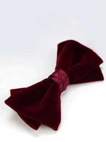 1 pieza Corbata de moño de terciopelo de poliéster de unicolor, accesorio de vestimenta formal de alta gama para bodas, fiestas, banquetes, escenarios, otoño/invierno para hombres