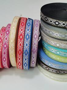 2m/4.2m/Cuộn Polyester rộng 1.2cm Phong cách Boho DIY Băng trang trí, Vật liệu trang trí quần áo & thủ công, Băng keo vàng họa tiết kim cương rỗng & đặc, Nhiều màu sắc - Nhiều màu - Xem 1