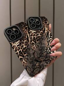 1 pieza Funda de teléfono suave a prueba de caídas con estampado clásico vertical de rayas, cocodrilo, serpiente y leopardo, compatible con Apple y resistente al agua, a los golpes y a los arañazos