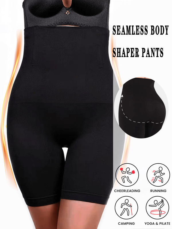 1 pieza Shorts moldeadores sin costuras de talle alto para mujer, que levantan el trasero y controlan el abdomen