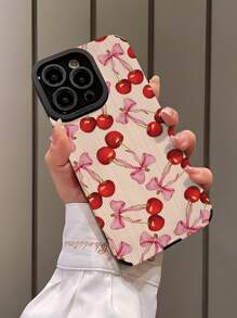 WeiMi 1 个带甜美樱桃蝴蝶结图案的柔软硅胶手机壳，适用于 iPhone 和 16/16 PLUS/16 PRO/16 PRO MAX - 彩色 - 查看 2