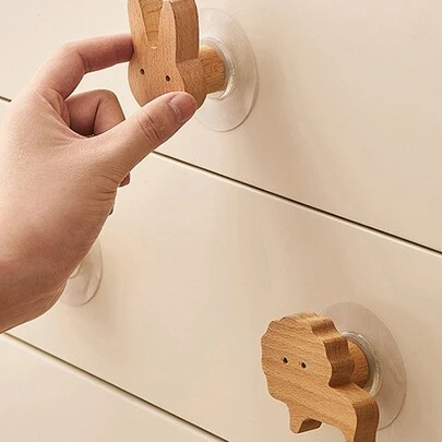 1 件创意卡通动物形状木质橱柜门/抽屉拉手，适用于各种橱柜、衣柜、床头柜、装饰柜、抽屉，可爱的设计为舒适的房间增添乐趣，婴儿淋浴家庭装饰礼物