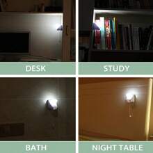 1 个白色拉绳 LED 灯泡，电池由 3 节 AAA 电池供电，壁灯，小夜灯，电池供电壁灯，适用于书房/浴室/卧室/厨房（不含电池） - 白色 - 查看 9