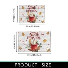 1 件白色圣诞姜饼人和雪花印花仿羊毛节日装饰地毯，TPR 防滑底浴垫，家居和厨房装饰，圣诞装饰 - 彩色 - 查看 9