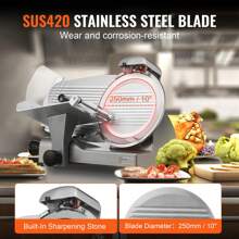 Meat Slicer, 340W Electric  Food Slicer With 10" SUS420 Stainless Steel Blade And Built-In Sharpening Stone, 0-0.6 Inch Adjustable Thickness For Commercial And Home Use, Cut Meat And Cheese - US A Type Plug(110-127V) - View 4