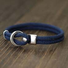 2023 年新款时尚男士灰色绳手链双层螺纹航海手链节日配饰 - 藏蓝色 - 查看 14