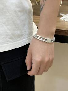 1 chiếc vòng tay xích lò xo hình bông tuyết bằng bạc Sterling 925 đánh bóng, thích hợp để nam giới đeo hàng ngày - trắng - Xem 6