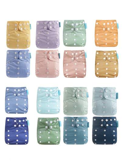 4件装纯色可重复使用可清洗婴儿布尿布