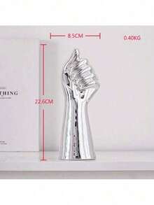 Creative Hand-Shaped Ceramic Vase Nordic Vase Home Decoration Dried Flowers Flower Pot Brush Stand Gold Silver Vase Table - 銀花瓶 - 查看 1