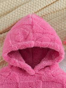 Young Girl Comfortable Hooded Sweatshirt And Plush Solid Color Casual Leggings Set, Winter Outfit