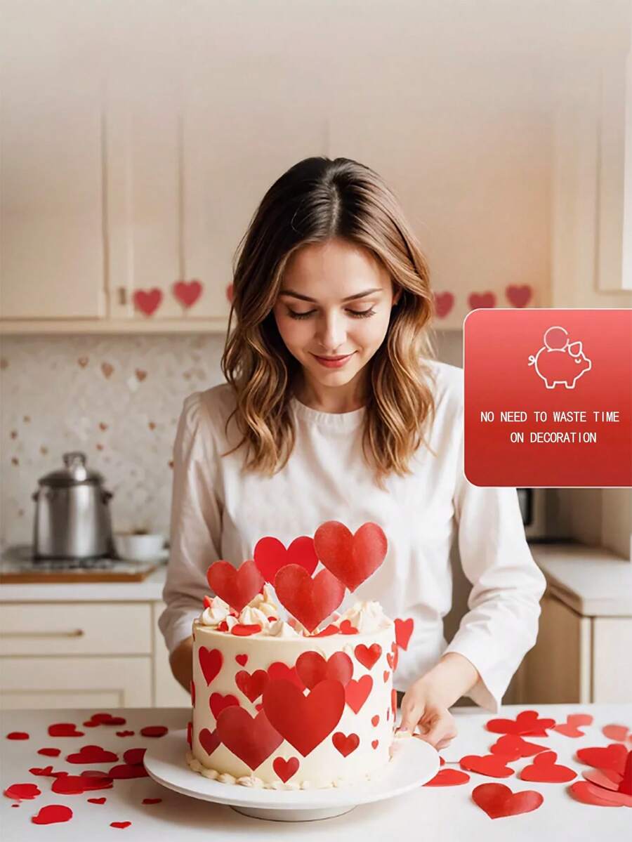 15pcs White Mulberry Paper Heart Flower Petals, Wafer Paper Cake