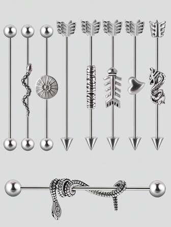 1 件装不锈钢红色舌头工业杠铃环耳朵直杠铃环身体穿孔首饰 Oreja 环 1 1/2 英寸 38 毫米