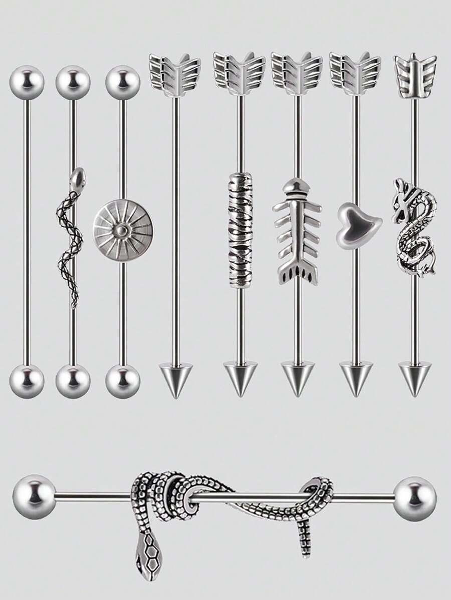 1 件装不锈钢红色舌头工业杠铃环耳朵直杠铃环身体穿孔首饰 Oreja 环 1 1/2 英寸 38 毫米 - 如圖 - 查看 1