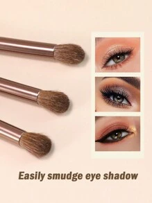 3 Sets Of Soft Eye Makeup Brushes, Including Eye Shadow Brush, Fluorescent Brush, Daubing Brush, Fine Horse Hair Eye Shadow Makeup Tools