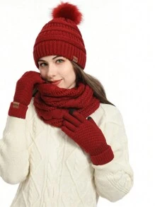 4 sztuki/zestaw w stylu europejskim, czapka zimowa damska, szalik, rękawiczki i skarpetki