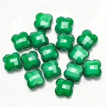 30 hạt pha lê hình cỏ ba lá 4 lá màu ngọc bích 12mm khắc tinh thể có lỗ ở giữa dùng làm phụ kiện trang sức DIY - Cỏ bốn lá ngàn hoa - Xem 22