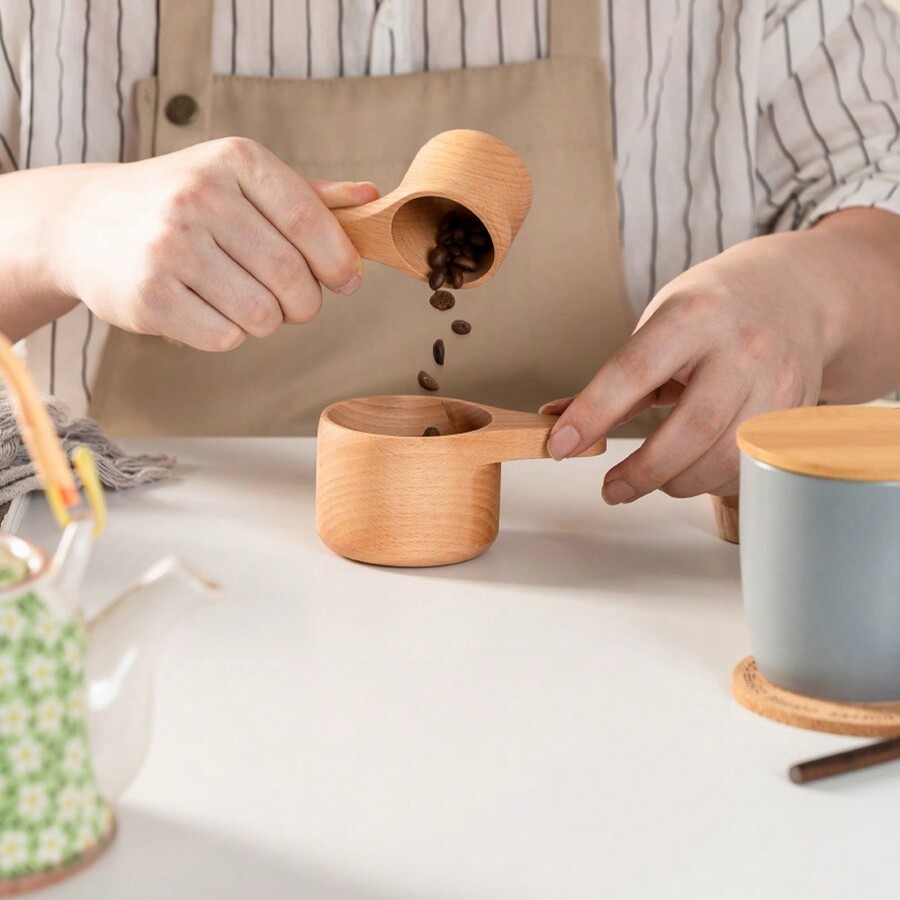 1pc/4pcs Wooden Quality Spoon Seasoning Spoon Coffee Bean Measuring Cup
