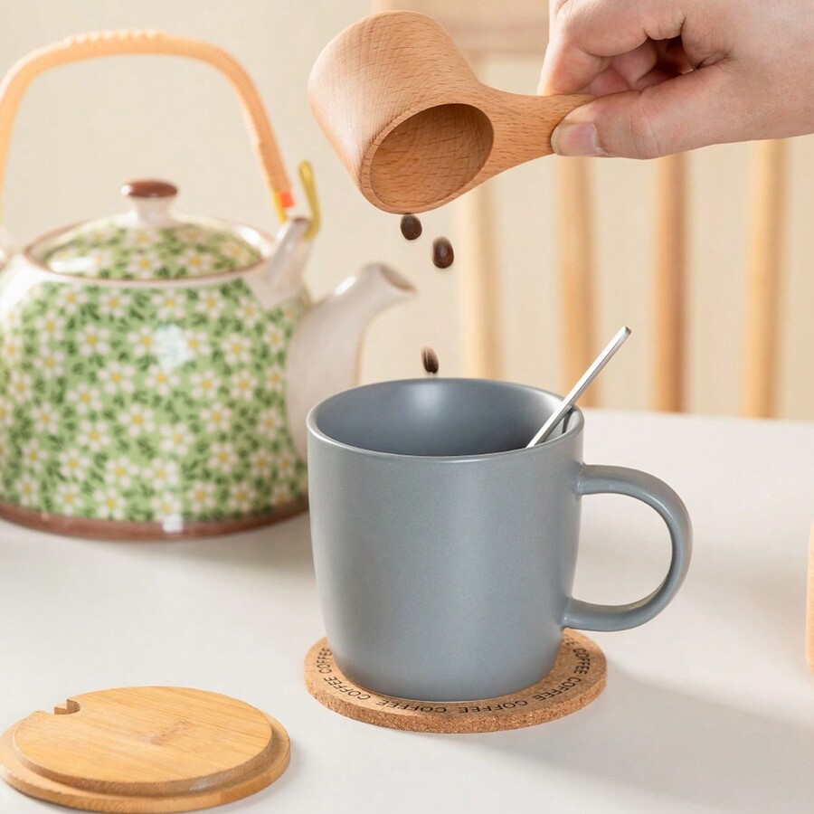 1pc/4pcs Wooden Quality Spoon Seasoning Spoon Coffee Bean Measuring Cup