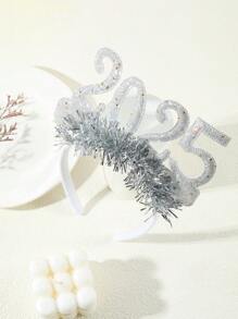 Silver Galaxy Glitter Sparkle 2025 New Year's Eve Headband