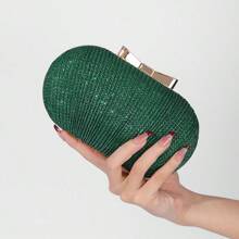 Stylish Dinner Clutch Bag Pleated Butterfly Goose Egg Sequin Banquet Dress Party Shoulder Bag - 綠色 - 查看 2