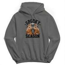 Nearly There Spooky Season Skeleton Orange Halloween Unisex Graphic Cotton Pullover Sweatshirt Hoodie
