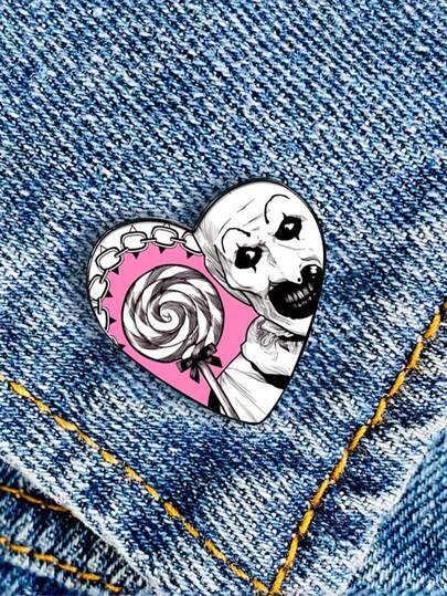 1pc Clown Lollipop New Fashion Heart-Shaped Fingerprint Heart Metal Pin Funny Vintage Brooches Shirt Lapel Teacher Bag Cute Badge Cartoon Pins For Couple Friends Valentine's Day Pin For Clothes Bag Charm School Kpop Backpack Teacher Supplies Bag Charms Office Accessories Shirts Jacket Jewelry Christmas Halloween Autumn-Winter Accessories,Suitable For Teens, Youth,Men,Casual, Outdoor, Athletic, Vacation, Graduation Gifts, Birthday, Daily Wear Clothes Pin Teacher Gifts