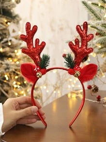 1件装女士圣诞驯鹿角发箍，蘑菇装饰，营造派对氛围，适合节日、派对、新年佩戴（图片仅供拍摄使用，不含实物）发箍发圈，女士发带发饰