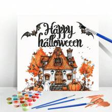 1pc Bộ tranh sơn dầu theo số Bộ tranh bí ngô trên vải canvas nghệ thuật Vẽ theo số Bộ tranh Halloween Vẽ trên vải canvas Trang trí phòng khách - Màu Đỏ Sâu - Xem 1