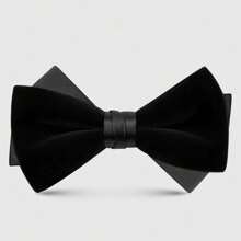 1 pieza Corbata de moño de terciopelo de poliéster de unicolor, accesorio de vestimenta formal de alta gama para bodas, fiestas, banquetes, escenarios, otoño/invierno para hombres