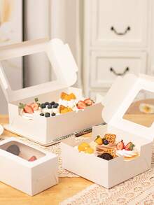 带窗口的圣诞纸杯蛋糕盒，透明 2/4/6/12 件包装，用于糕点、甜点、蛋挞、松饼烘焙圣诞礼物圣诞快乐平安夜圣诞派对 - 彩色 - 查看 5