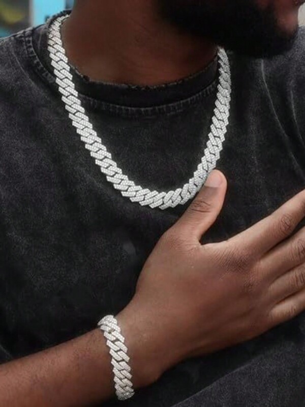 Personalisierte Herren Halskette im Hip-Hop Stil mit Zirkonia -Kette