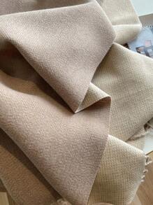 1pc Women's Winter Scarf, Beige Faux Cashmere Shawl Thick Warm Solid Color Double-Sided Blanket Scarf With Tassels, Outdoor Accessory