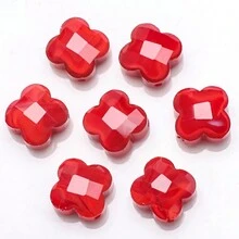 30 hạt pha lê hình cỏ ba lá 4 lá màu ngọc bích 12mm khắc tinh thể có lỗ ở giữa dùng làm phụ kiện trang sức DIY - Cỏ bốn lá ngàn hoa - Xem 10