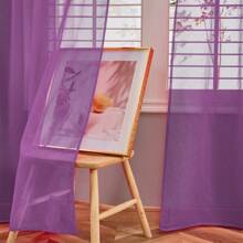 1pc Minimalist Nordic Modern Style Solid Color Sheer Curtains - Suitable For Bedrooms, Living Rooms, Hotel Rooms, Etc - Purple - View 6