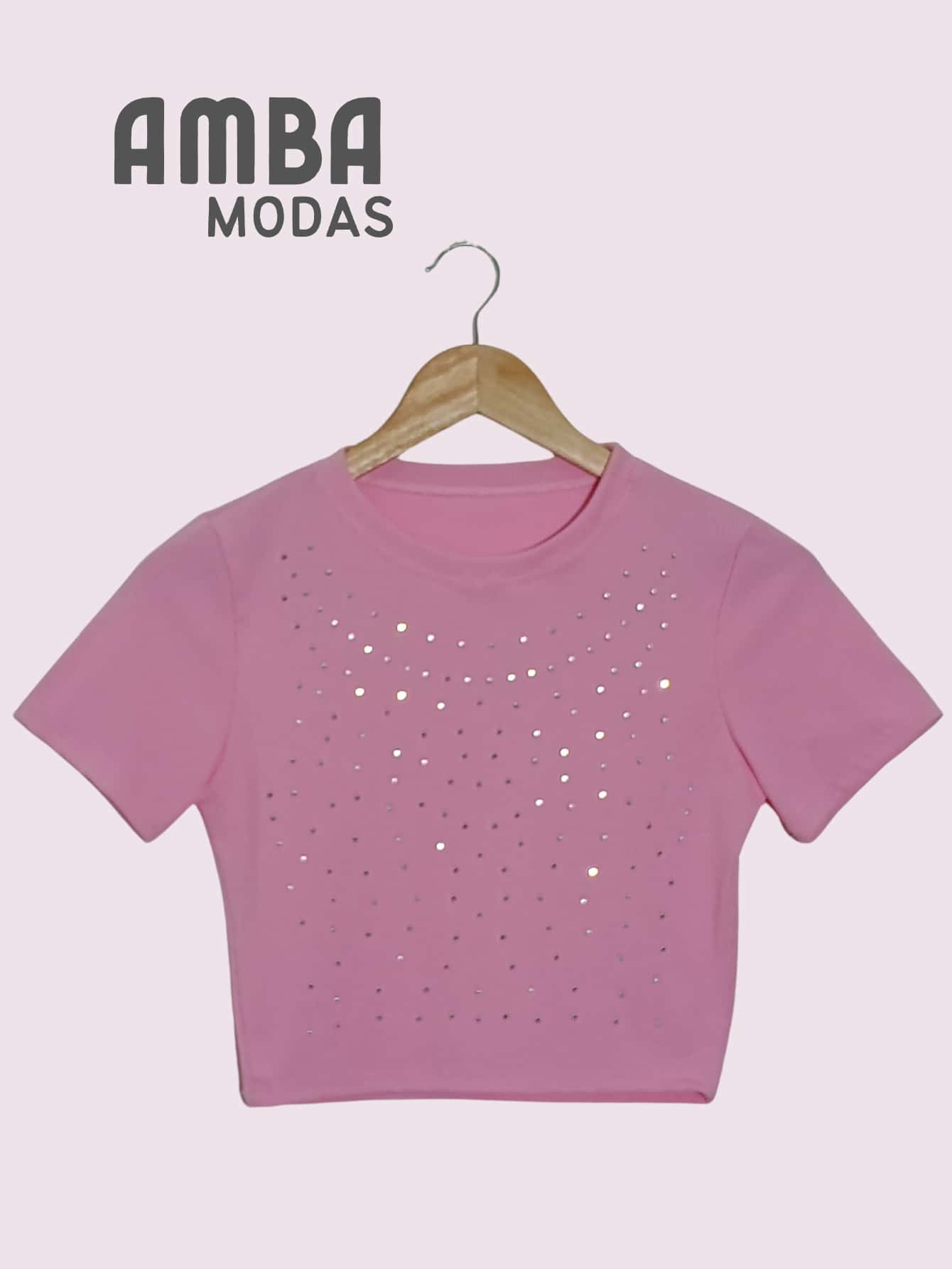 Women's Cropped Top With Shiny Summer - 淺粉色 - 查看 1